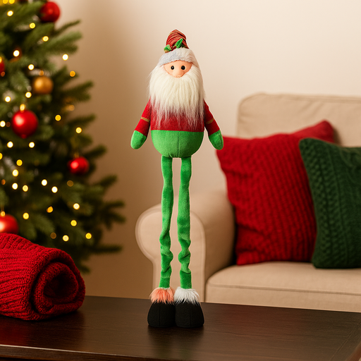 Telescopic Santa Claus figurine with adjustable height from 58cm to 92cm wearing a red Christmas outfit