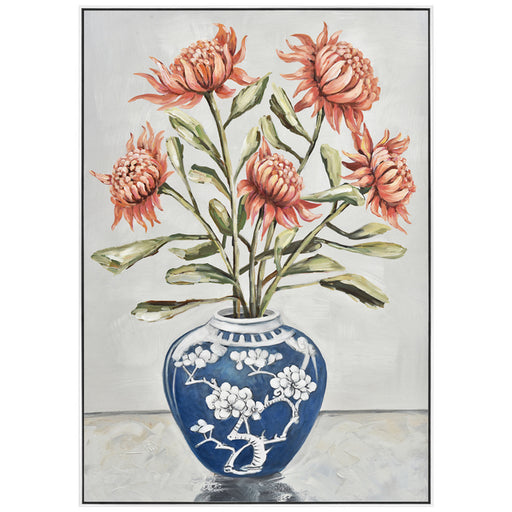 Temple Of Bloom wall painting 72x102cm large floral statement artwork for contemporary, coastal and Hamptons-style home décor