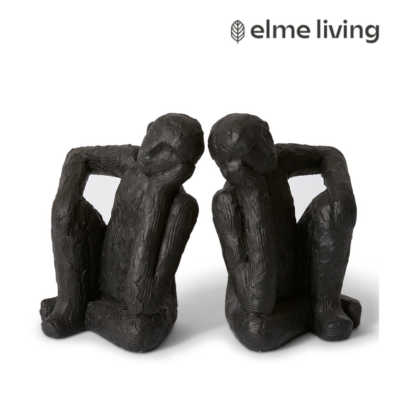 Ronis Thinking Man Bookends Set 2 Black 14x12x17cm
