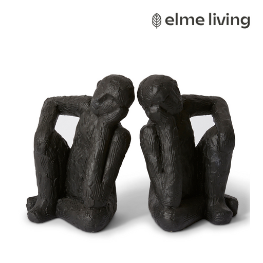 Ronis Thinking Man Bookends Set 2 Black 14x12x17cm