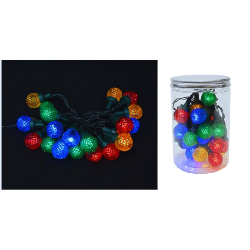Timer LED Ball and Pinecone Lights 20 in Jar Multicolour Assorted – Decorative festive string lights for Christmas, weddings, parties, and home décor