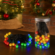 Jar of 40 multicolour timer LED berry lights for Christmas decoration
