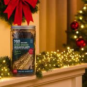 Timer LED Cluster Lights 200 warm white battery operated in storage jar