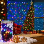 Timer LED Curtain Lights 200 Battery Operated in Jar Assorted – Decorative hanging fairy lights for Christmas, weddings, parties, and home décor