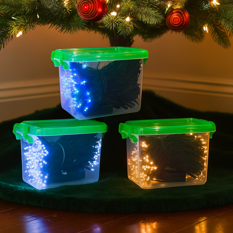 Timer LED Lights 300 assorted colours battery operated in storage tub