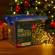 Christmas 300 LED warm white string lights with timer function battery operated