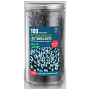 Timer Lights LED 100 Battery Operated in Jar Cool White – Decorative fairy lights for Christmas, weddings, parties, and home décor