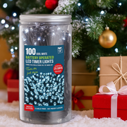 Timer Lights LED 100 Battery Operated in Jar Cool White – Decorative fairy lights for Christmas, weddings, parties, and home décor