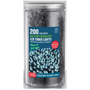Timer Lights LED 200 Battery Operated in Jar Cool White – Decorative fairy lights for Christmas, weddings, parties, and home décor