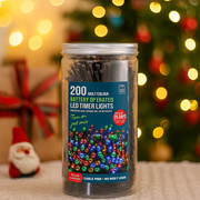 Timer Lights LED 200 Battery Operated in Jar Multicolour – Decorative fairy lights for Christmas, parties, weddings, and home décor