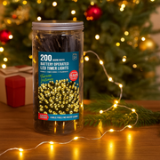Timer Lights LED 200 Battery Operated in Jar Warm White – Decorative fairy lights for Christmas, weddings, parties, and home décor