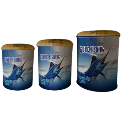 Gone Fishing Set of 3 Tin Ottomans