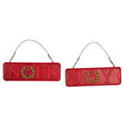 Assorted Noel and Joy tin plate festive signs rustic Christmas decoration