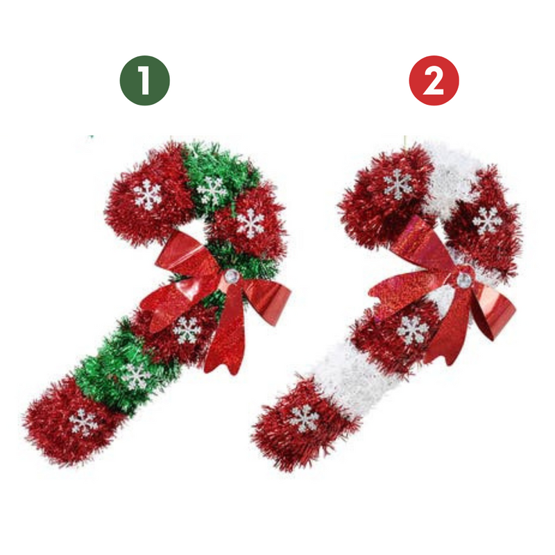 Ronis Tinsel Candy Cane 37cm 2 Asstd