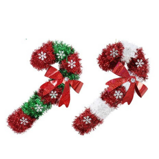 Ronis Tinsel Candy Cane 37cm 2 Asstd