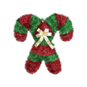 Ronis Tinsel Cross Candy Cane Plaque 46×46×2cm 3 Asstd – thumbnail