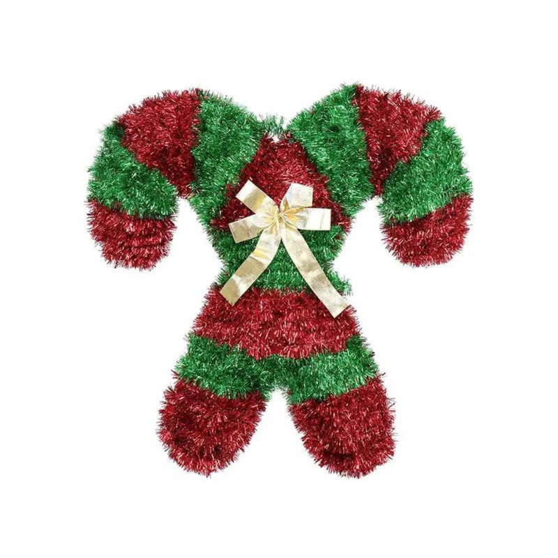 Ronis Tinsel Cross Candy Cane Plaque 46×46×2cm 3 Asstd