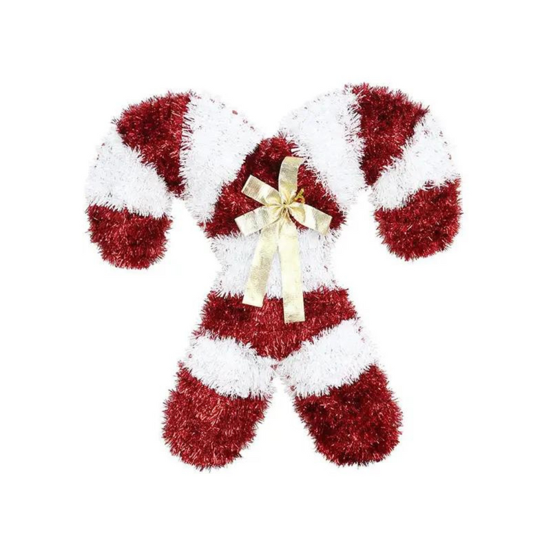 Ronis Tinsel Cross Candy Cane Plaque 46×46×2cm 3 Asstd