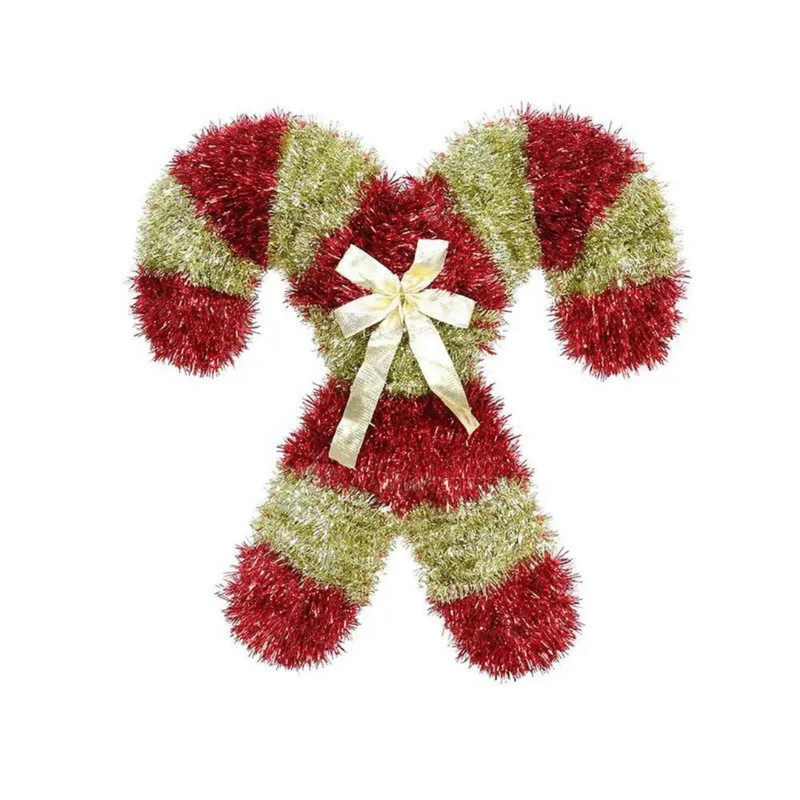 Ronis Tinsel Cross Candy Cane Plaque 46×46×2cm 3 Asstd