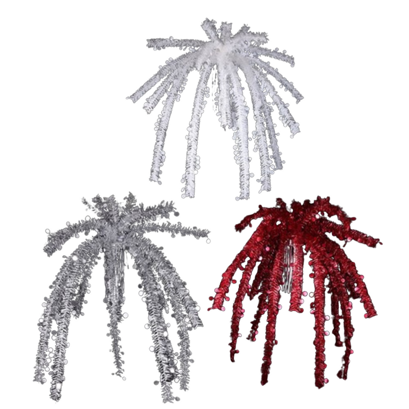 Tinsel Fountain (Red, White, Silver) 90cm