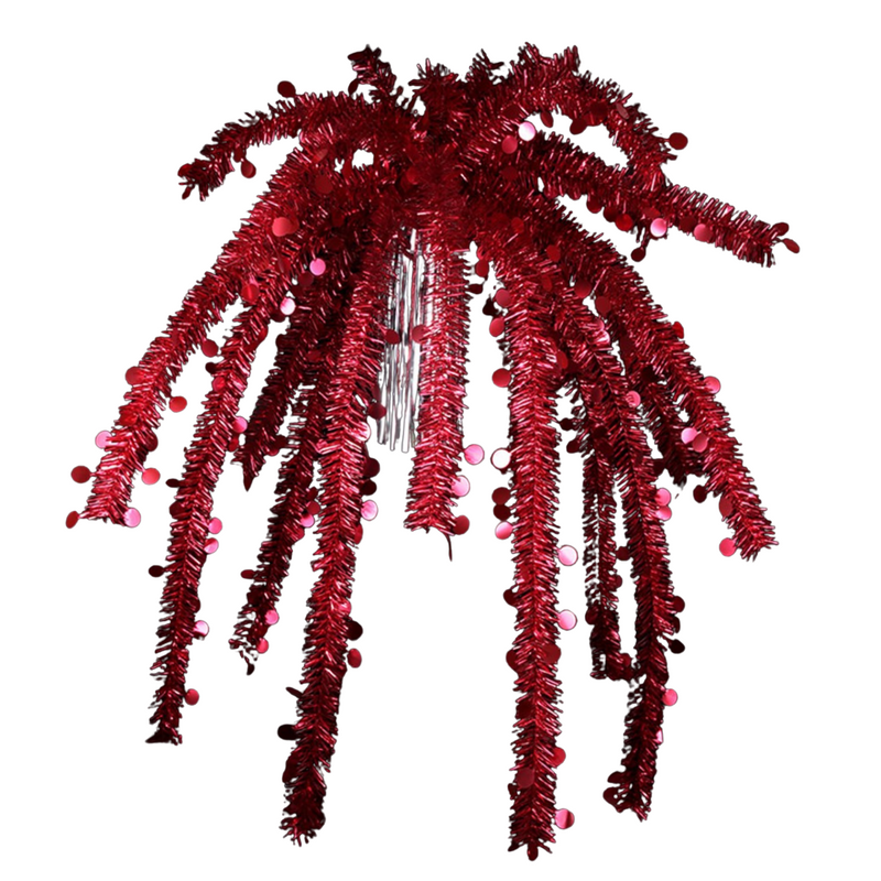 Tinsel Fountain (Red, White, Silver) 90cm