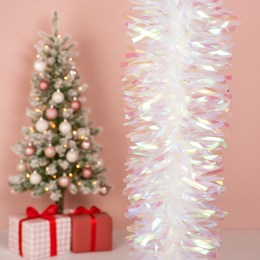 Iridescent tinsel garland 200cm for Christmas tree and festive decorations