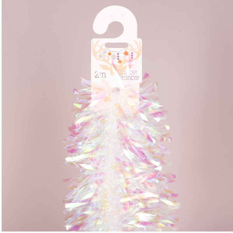 Iridescent tinsel garland 200cm for Christmas tree and festive decorations