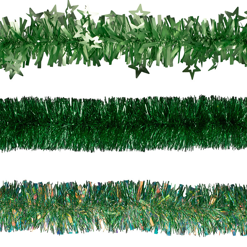 Mint tinsel 200cm assorted finishes for Christmas tree and festive decoration