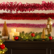 Pink tinsel 200cm assorted finishes for Christmas tree and festive decoration