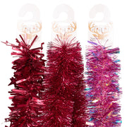 Pink tinsel 200cm assorted finishes for Christmas tree and festive decoration