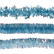 Powder blue tinsel 200cm assorted finishes for Christmas tree and holiday decoration