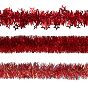 200cm red assorted Christmas tinsel garland for decorating trees, mantels, or staircases