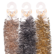Ronis Tinsel Champagne with Silver, Gunmetal with Silver, Rose Gold with Silver 200cm Assorted