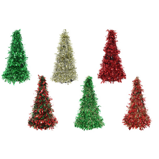 Ronis Tinsel Cone Tree 26cm Assorted