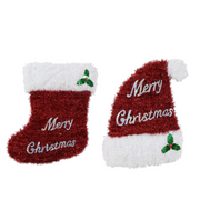 Ronis Tinsel Deco Plaque Hat Stocking 50cm Assorted