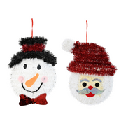 Festive tinsel reindeer and holiday character face plaques assorted