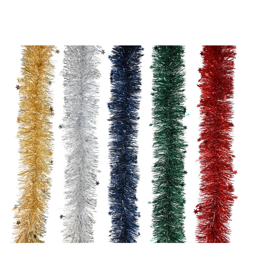 Ronis Tinsel Fine Stars 200cm Assorted