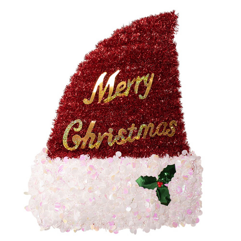 Ronis Tinsel Santa Hat Wall Plaque 45x32cm