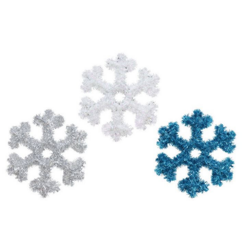 Ronis Tinsel Snowflake Plaque 32cm Assorted