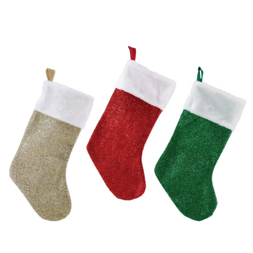 Ronis Tinsel Stocking 40cm Assorted