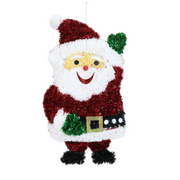 Tinsel Waving Santa Plaque Christmas wall decoration with sparkling festive details