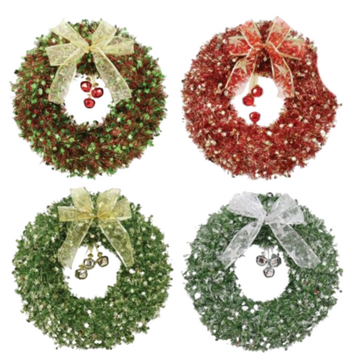 Ronis Tinsel Wreath with Bells 38cm Assorted