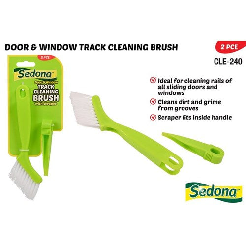 Track Cleaning Brush with Scraper – compact cleaning tool for sliding door and window tracks