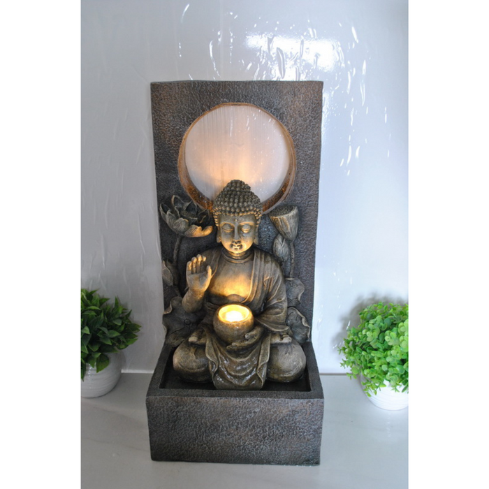 Ronis Tranquil Buddha with Waterfall Halo Fountain 70cm