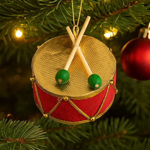 Tree Ornament Drum 8cm Red Christmas Decoration