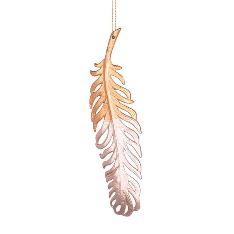 Ronis Tree Ornament Feather Gold With Silver Detail 19cm
