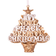 Ronis Tree Ornament Gold with Silver Detail 14cm