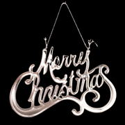 Silver Merry Christmas tree ornament, 14.8x9cm, plastic holiday decoration