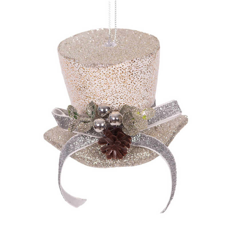 Ronis Tree Ornament White Top Hat 9.5x7cm