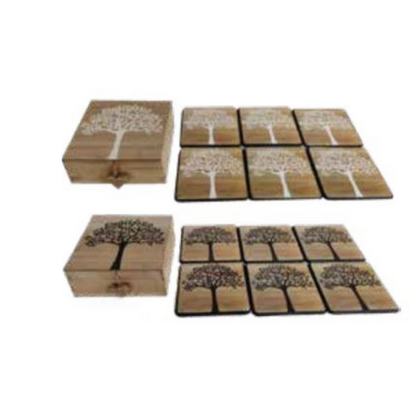 Ronis Tree of Life Set of 6 Coaster Set 12x12x5cm Assorted
